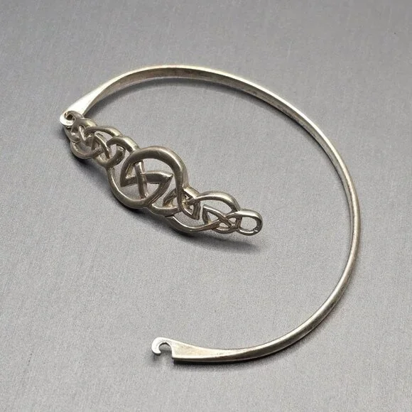 VTG Sterling Silver 925 Celtic Knot Bracelet 7" Hinged Design 10.33g - Picture 7 of 11